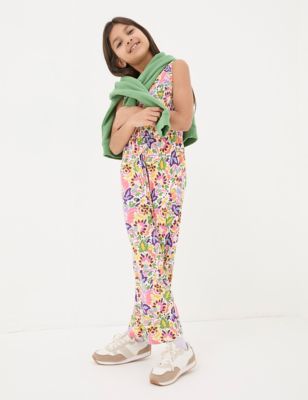 Fatface Girl's Cotton-Rich Floral Jumpsuit (3-13 Yrs) - 3-4 Y - Multi, Multi