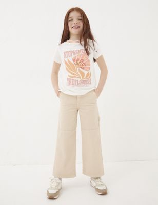 Fatface Girl's Pure Cotton Slogan T-Shirt (3-13 Yrs) - 4-5 Y - Natural Mix, Natural Mix