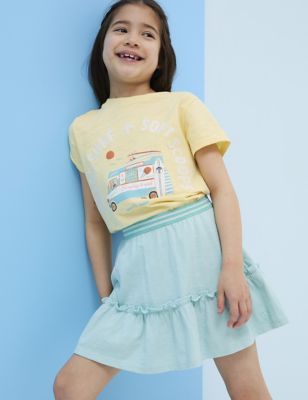 Fatface Girl's Pure Cotton Ice Cream T-Shirt (3-13 Yrs) - 3-4 Y - Yellow Mix, Yellow Mix