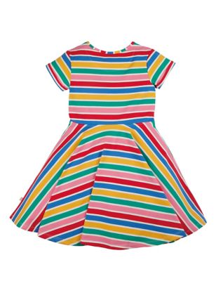 M&S Frugi Girls Cotton Rich Rainbow Striped Dress (6 Mths -5 Yrs)