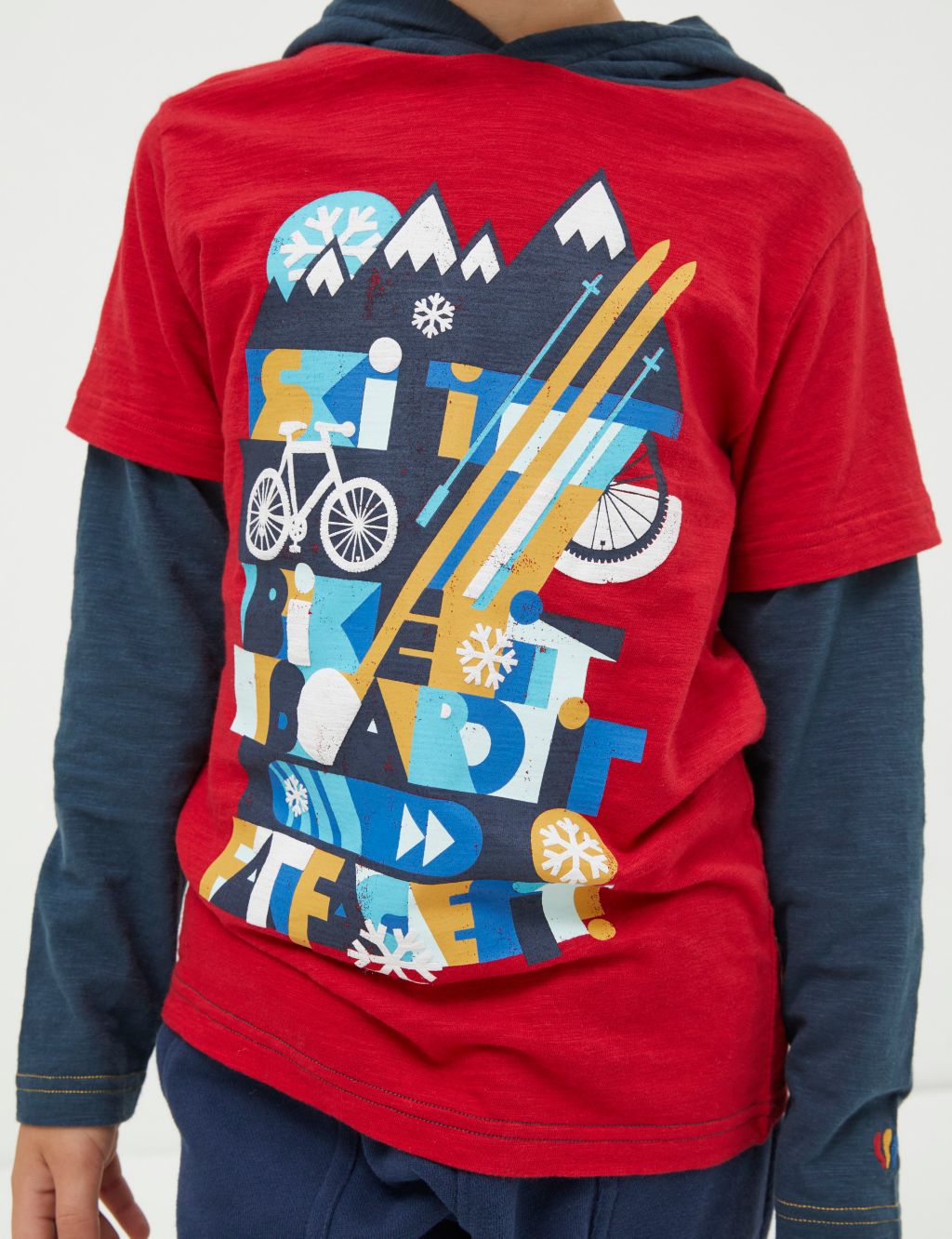 Pure Cotton Ski Graphic Hooded T-Shirt (3-13 Yrs) image 4