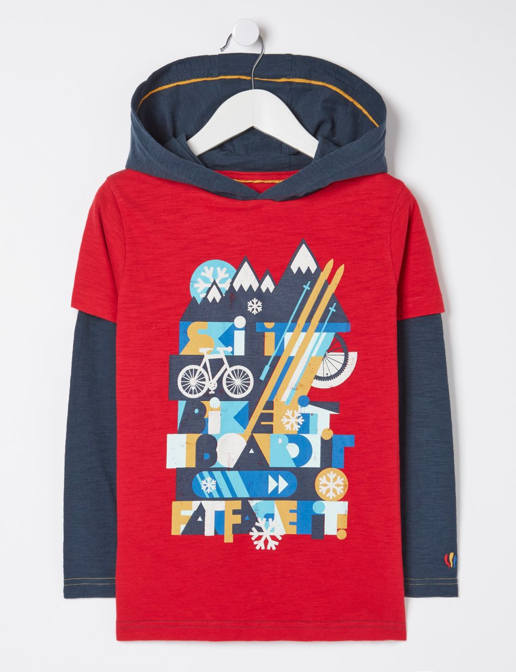 Pure Cotton Ski Graphic Hooded T-Shirt (3-13 Yrs) image 2