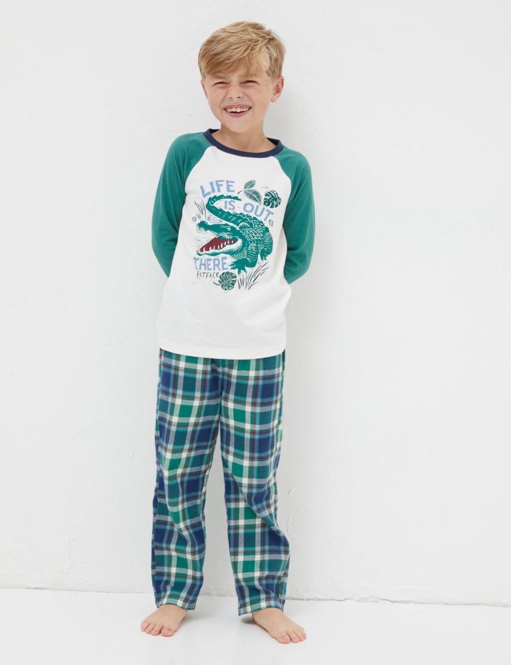 Pure Cotton Crocodile Checked Pyjamas  (3-13 Yrs) image 1