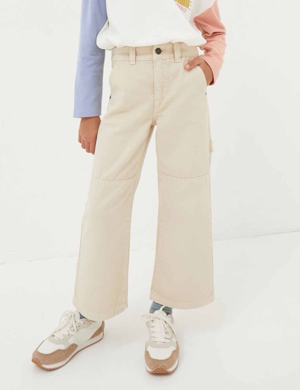 Wide Leg Pure Cotton Trousers (3-13 Yrs) image 3