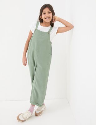 Fatface Girl's 2pc T-Shirt & Dungarees Set (3-13 Yrs) - 3y - Teal, Teal