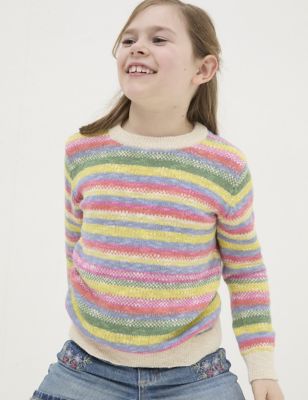 Fatface Girl's Cotton Rich Striped Jumper (3-13 Yrs) - 12-13 - Multi, Multi
