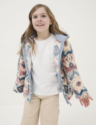 Fatface Girl's Fleece Geometric Hoodie (3-13 Yrs) - 8-9 Y - Natural Mix, Natural Mix