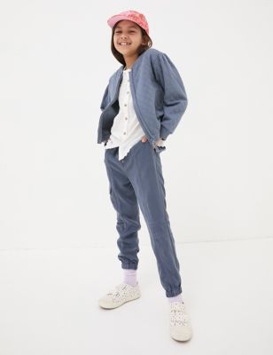 Fatface Girl's Cotton Rich Quilted Bomber Jacket (3-13 Yrs) - 6-7 Y - Blue, Blue