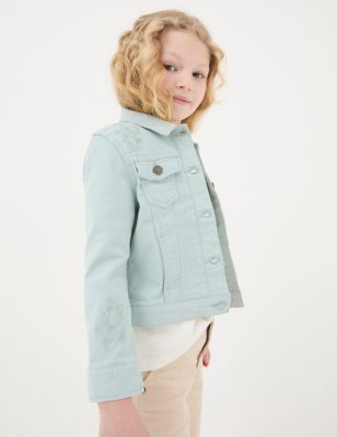 Fatface Girl's Denim Embroidered Jacket (3-13 Yrs) - 3-4 Y - Green Mix, Green Mix