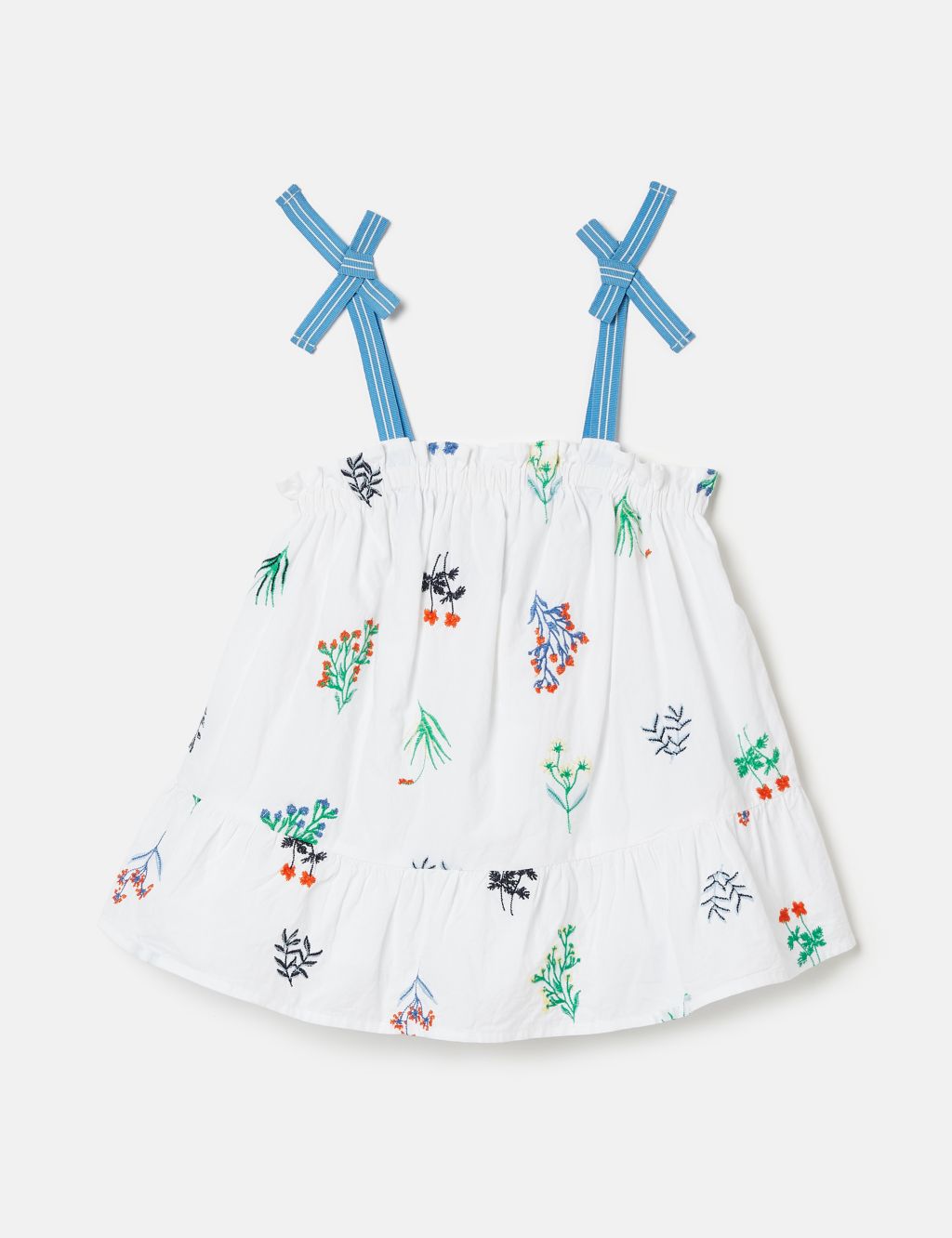 Pure Cotton Flower Embroidered Top (2-12 Yrs)