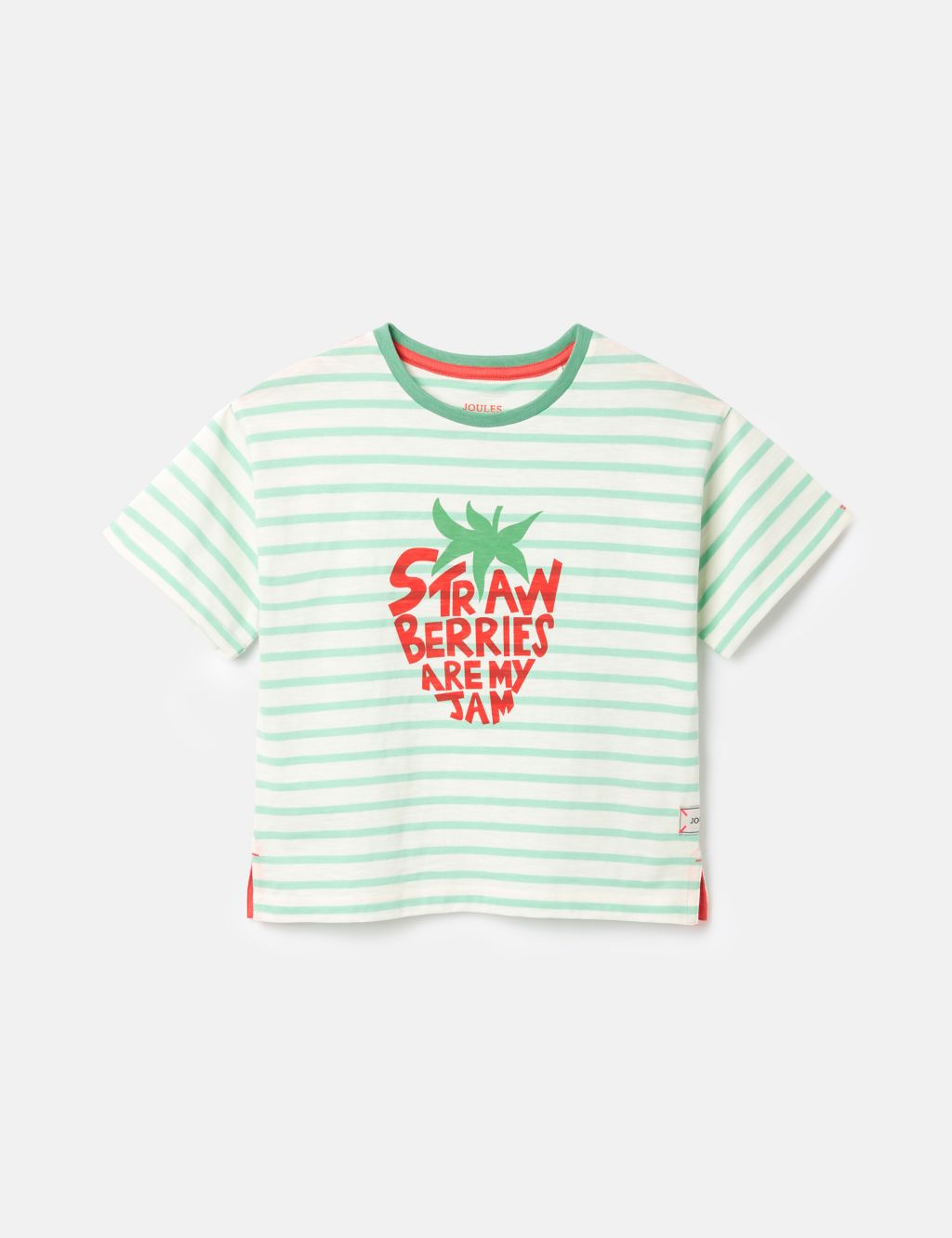 Pure Cotton Striped Strawberry T-Shirt (2-10 Yrs)