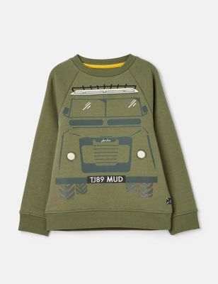 Joules Boys Cotton Rich Car Graphic Sweatshirt (2-8 Yrs) - 5y - Green Mix, Green Mix