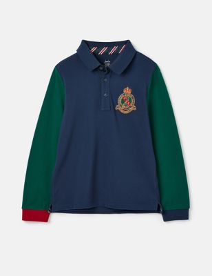 Joules Boys Pure Cotton Embroidered Polo Shirt (2-12 Yrs) - 11y - Navy, Navy