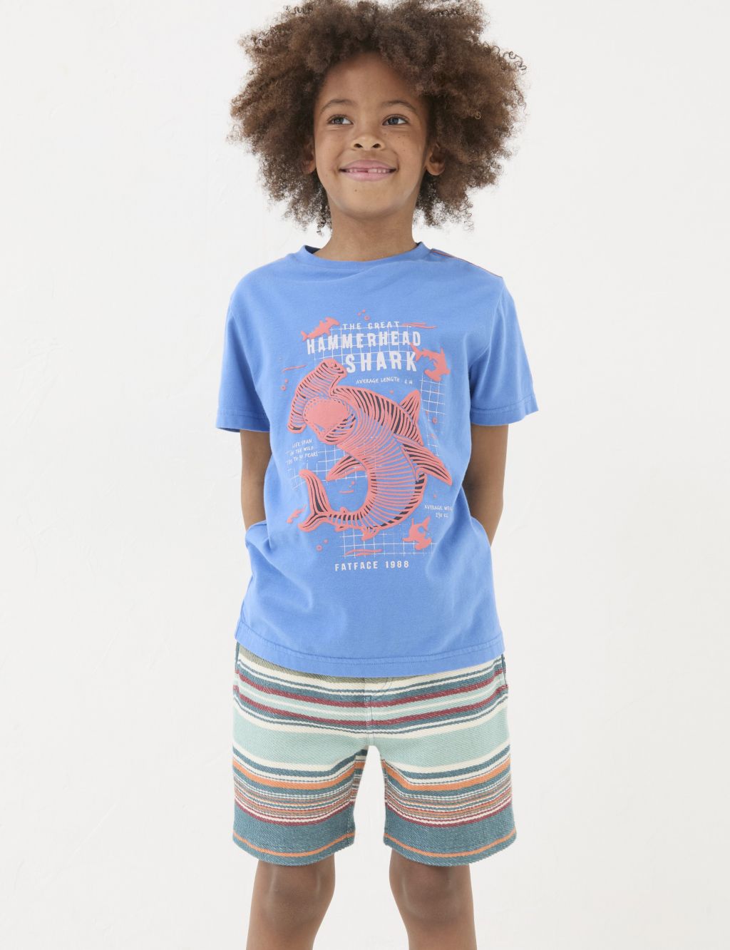 Pure Cotton Shark Print T-Shirt (3-13 Yrs)