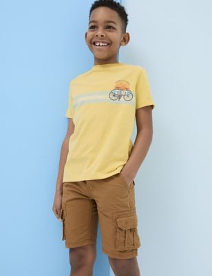 Fatface Boy's Pure Cotton Striped T-Shirt (3-13 Yrs) - 3-4 Y - Yellow Mix, Yellow Mix