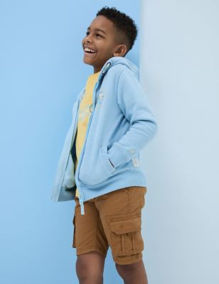 Fatface Boy's Pure Cotton Ice Cream Zip Hoodie (3-13 Yrs) - 3-4 Y - Blue Mix, Blue Mix