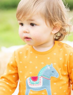 M&S Frugi Pure Cotton Ditsy Floral Horse Top (0-5 Yrs)