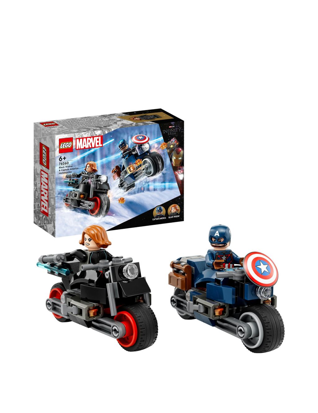 LEGO Marvel Black Widow & Captain America Motorcycles 76260 (6+ Yrs)