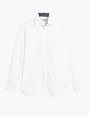 M&S Jaeger Mens Slim Fit Pure Cotton Twill Shirt