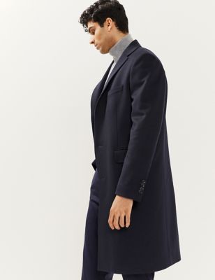 M&S Jaeger Mens Italian Wool Overcoat with Cashmere