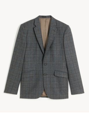 M&S Jaeger Mens Slim Fit Italian Pure Wool Check Jacket