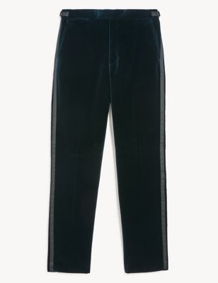M&S Jaeger Mens Tailored Fit Italian Cotton Velvet Trousers