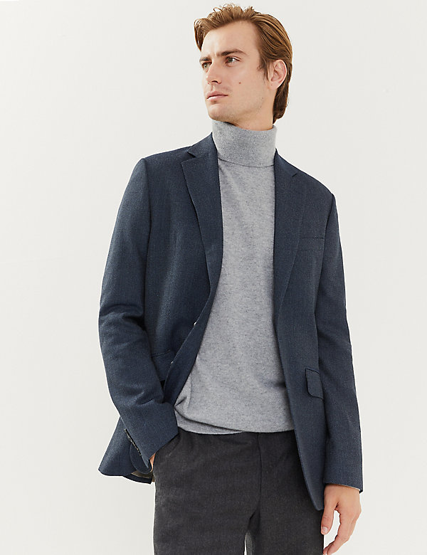 Tailored Fit Italian Wool Linen and Silk Textured Jacket