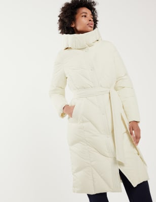 longline puffer jacket white