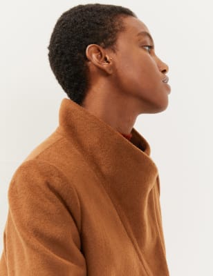 funnel neck cocoon coat