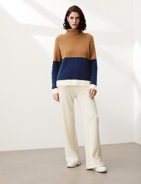 Wool Colour Block Jumper with Cashmere