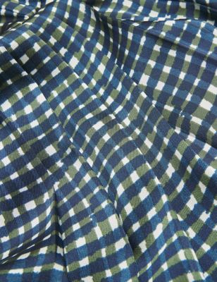 M&S Jaeger Womens Gingham Pleated Midi Shirt Dress