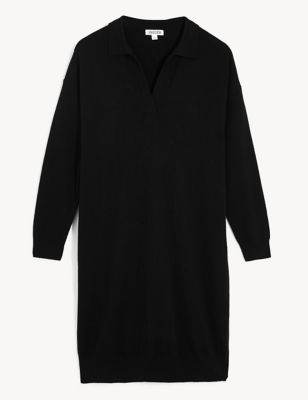 M&S Jaeger Womens Wool Rich Knee Length Shift Dress with Cashmere