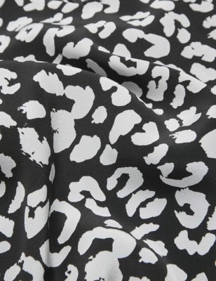 M&S Jaeger Womens Pure Silk Animal Print V-Neck Shift Dress