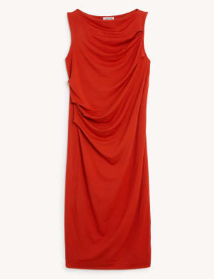 

JAEGER Womens Bodycon-Midikleid aus Jersey mit Rundhalsausschnitt - Red, Red