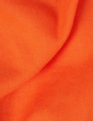 

JAEGER Womens Ärmelloses Etuikleid aus reinem Leinen mit V-Ausschnitt - Orange, Orange
