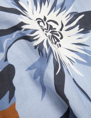

JAEGER Vestido skater floral a media pierna 100% linoWomens - Ginger, Ginger