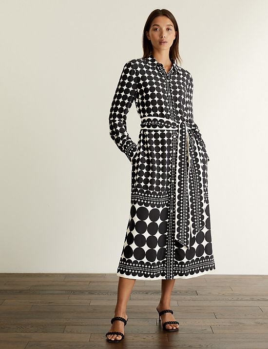 Μίντι φόρεμα-πουκάμισο με γεωμετρικό print
