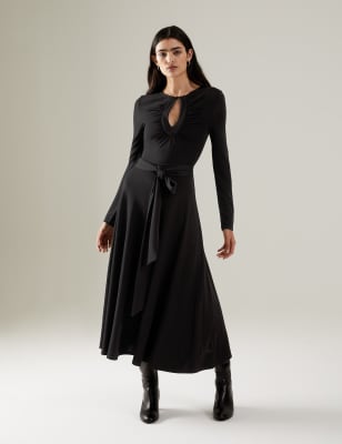 

JAEGER Womens Cut Out Maxi Swing Dress - Black, Black