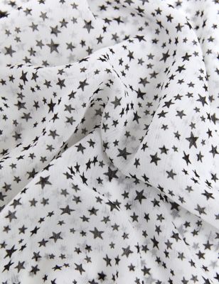JAEGER  Womens  Star Print Tie Neck Long Sleeve Blouse - Ivory