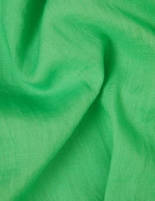 

JAEGER Womens Pure Linen V-Neck Long Sleeve Top - Bright Green, Bright Green