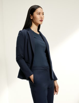 Marks And Spencer JAEGER Womens Tailored Single Breasted Blazer - Navy, Navy