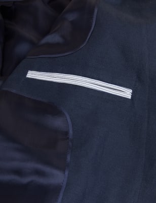 

JAEGER Womens Silk Linen Double Breasted Blazer - Navy, Navy