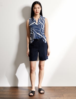 

JAEGER Top sin mangas con cuello de punto estampadoWomens - Blue/White, Blue/White
