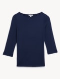 Slash Neck 3/4 Sleeve Top