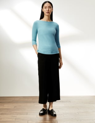 

JAEGER Womens Slash Neck 3/4 Sleeve Top - Teal, Teal