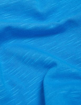 

JAEGER Womens Pure Cotton V-Neck Short Sleeve T-Shirt - Bright Blue, Bright Blue