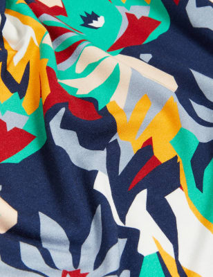 

JAEGER Top de punto floral con escote abierto y manga 3/4Womens - Navy Mix, Navy Mix