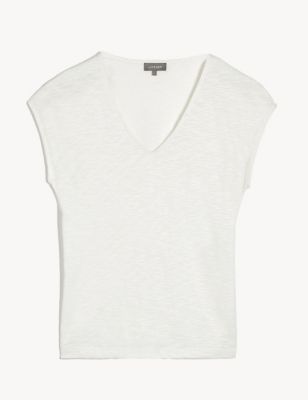 M&S Jaeger Womens Pure Cotton Jersey T-Shirt