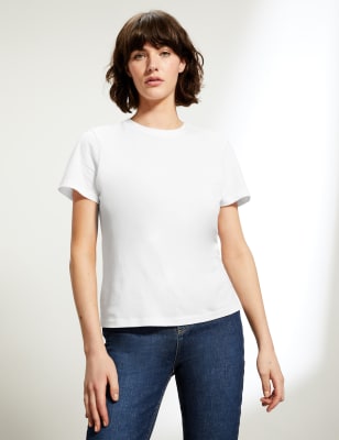 

JAEGER Womens Pure Cotton Crew Neck T-Shirt - White, White