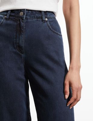 

JAEGER Womens Pure Tencel™ Wide Leg Cropped Jeans - Blue, Blue